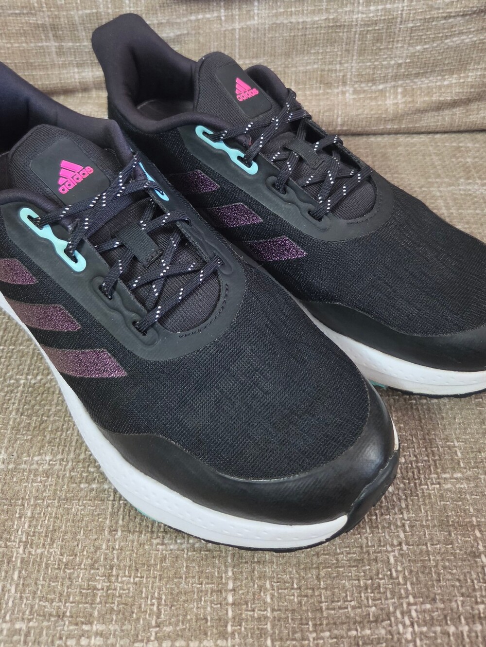 Adidas EQ21 Run Women’s Size 7 Running Shoes – Black/Pink/Aqua – HO1782